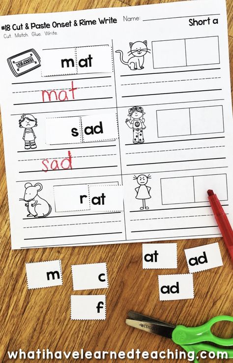 Onset And Rime Worksheets Free, Onset And Rime Activities Free, Onset And Rime Activities, Short A Cvc Words, Short A Worksheets, Phonic Activities, Onset And Rime, Montessori Board, Word Work Kindergarten