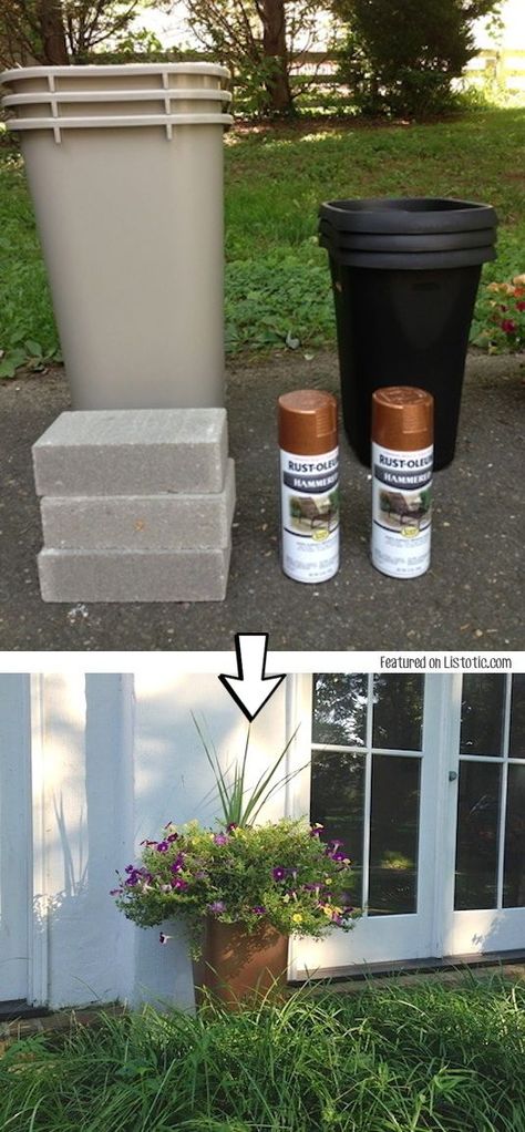 Spray Paint Ideas, Taman Diy, Large Outdoor Planters, Jardim Diy, Diy Spray Paint, Creative Wall Art, Diy Sprays, Diy Outdoor Decor, Diy Home Decor On A Budget