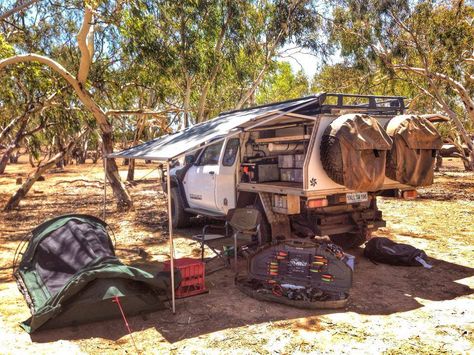 & Swag Camping Set Ups, Swag Camping, Bug Out Trailer, Overland Camper, Ram 4x4, Camping 4x4, Camping Swag, Ute Canopy, Ute Trays