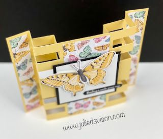 VIDEO: Stampin' Up! Butterfly Bouquet ~ Butterfly Bijou Tower Cards + Templates & Tutorial ~ www.juliedavison.com #stampinup Video Butterfly, Tower Cards, Bouquet Butterfly, Butterfly Brilliance, Butterfly Bouquet, Cardmaking Tutorials, Folding Techniques, Fancy Fold Card Tutorials, Card Folds