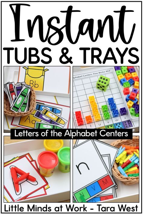 Center Rotations Preschool, Abc Center Ideas, Kindergarten Literacy Centers Rotation, Kindergarten Science Of Reading Centers, Letter Centers Kindergarten, Alphabet Centers Preschool, Alphabet Centers Kindergarten, Kindergarten Center Ideas, Kindergarten Morning Work Tubs