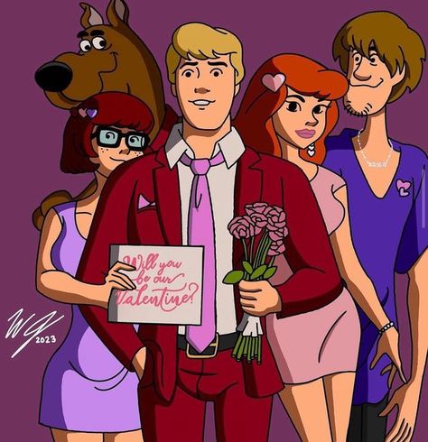 Scooby Doo on Instagram: "Happy Valentine’s Day to all you Scooby Doo fans! 💖 • Will you be there Valentine? 🫰🏼 • Here’s an art post I made last year for Valentine’s Day but with some fixes here and there to look more polished and professional! 🤍💝 • I hope everyone has a wonderful and happy Valentine’s Day! It doesn’t matter if you are single or in a relationship, you are loved and worthy of all the love that you receive in the world! 🤍🤭 • • #fred #fredjones #daphneblake #daphne #shaggyro Be Cool Scooby Doo, Scooby Doo Valentine, Fred Scooby Doo, Daphne And Fred, Shaggy And Velma, What's New Scooby Doo, New Hit Songs, Scooby Doo Pictures, Scooby Doo Mystery Inc