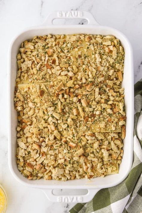 Swiss Chicken Casserole - Dash for Dinner Chicken Swiss Casserole, Chicken And Swiss Casserole, Swiss Chicken Casserole, Swiss Chicken, Swiss Recipes, Stuffing Mix, Chicken Meals, Nutrition Labels, Chicken Casserole