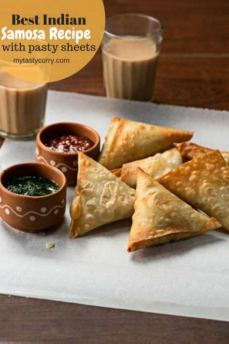 Best Indian samosa recipe using pastry sheet. Punjabi samosa recipe, a popular Indian snack. #indianfood #samosa #snack #teatimesnack by @rekhakakkar Samosa Recipe Videos, Punjabi Samosa, Baked Samosa, Vegan Indian Recipes, Samosa Recipe, Indian Street Food, Indian Snack Recipes, Indian Snacks, Easy Appetizer Recipes