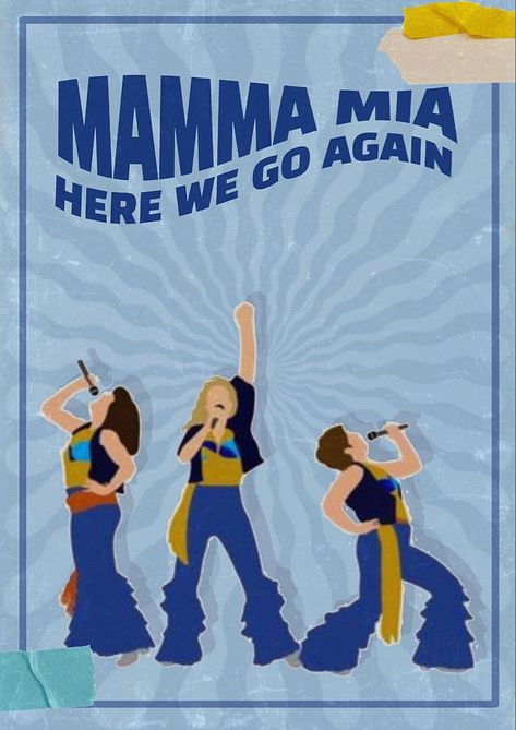 Mama Mia Parking Spot, Mamma Mia Senior Parking Spot, Mama Mia Room Aesthetic, Abba Painting, Mamma Mia Parking Spot, Blue Room Posters, Mama Mia Poster, Mama Mia Aesthetic Wallpaper, Room Posters Aesthetic Printable