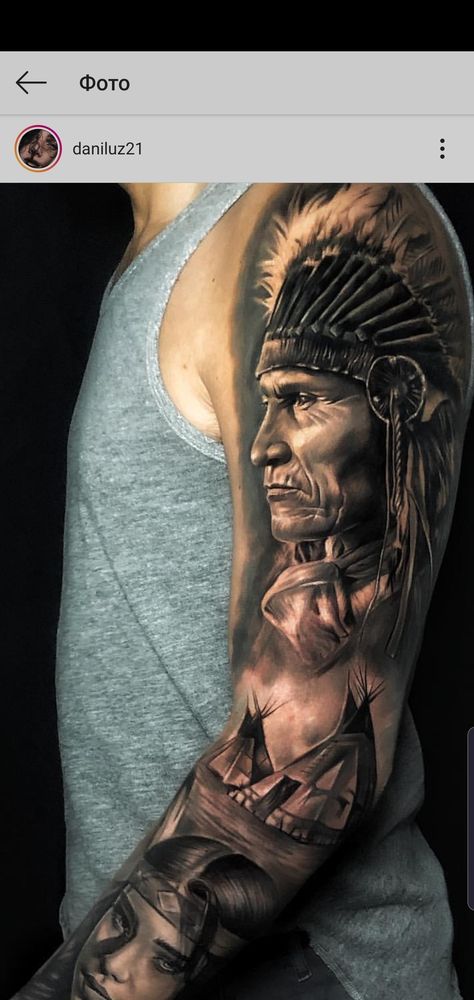 Realistic Indian Tattoo, Native Chest Tattoo For Men, Indigenous Sleeve Tattoo, Indian Tattoo Sleeve Men, Native Chief Tattoo, Chief Indian Tattoo, Cowboy And Indian Tattoo Sleeve, Native American Tattoos Sleeve, Indian Warrior Tattoo For Men