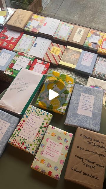 Morgan Pager on Instagram: "In case you want to host your own bookish white elephant at your next birthday party or celebration, here’s how we did it! 

I asked everyone to bring or buy (the party was in an indie bookstore after all!) a book they loved. We had a wrapping and labeling station on site for people to help their book find the right reader!

I passed out numbers 1-33 and when your number was called, you had two options: either pick an unclaimed book from the pile (in which case, you had to come read the description to the group) or you could steal someone else’s book! Each book could be stolen up to three times. And then at the end, we all unwrapped!! And people could swap if they’d already read theirs ♥️

#thirtiethbirthday #indiebookstore" Book Swap Party, Bookish Birthday, Book Exchange Party, Book Swap, Swap Party, Indie Bookstore, Book Exchange, Thirty Birthday, Christmas Book