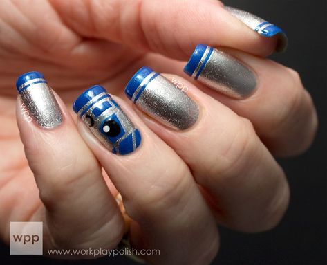 Star Wars Nails, Harry Potter Nails, Mickey Nails, Nail Art Disney, Basic Nails, French Acrylic Nails, R2 D2, Disney Nails, Fabulous Nails