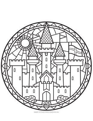 Stained Glass Coloring Pages, Coloring Pages For Adults Unique, Medieval Stained Glass, Disney Stained Glass, Medieval Crafts, Glass Castle, Window Stained, Theme Harry Potter, Castle Art