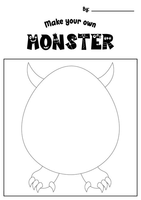 handwriting practice sheets Build A Monster Worksheet, Make Your Own Monster Free Printable, Monster Template Free Printable, Build A Monster Free Printable, Face Parts Worksheet, Monster Worksheet, Draw Your Monster, Daycare Worksheets, Build Your Own Monster