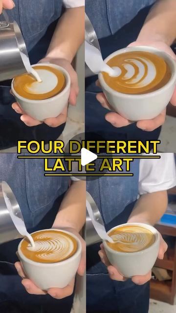 Coffee | Latte | Cappuccino on Instagram: "Four Latte Art you should Master! 🥋 📷 By @yg.coffee.training #latteart #coffeetraining #espresso #coffee" Arte Del Cappuccino, Latte Art Video, How To Make Cappuccino, Vietnam Coffee, Cappuccino Art, Paul Young, Coffee Latte Art, Coffee Is Life, Coffee Latte