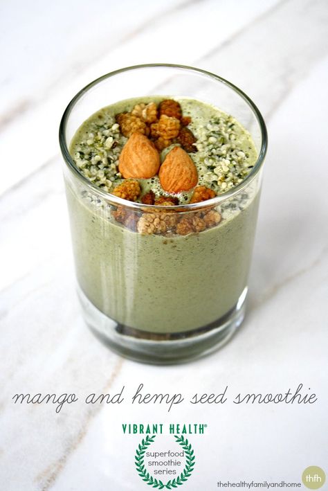 Mango-and-Hemp-Seed-Smoothie Nourishing Drinks, Hemp Seed Smoothie, Meatless Protein, Simple Smoothies, Hemp Recipes, Drinking Board, Gluten Free Smoothie, Fitness For Women, Healthy Pantry