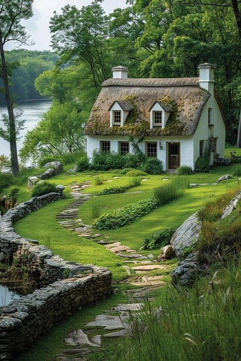 Country Rose Cottage Quaint Homes, Relaxing View, Whimsical Houses, Then And Now Pictures, Whimsical Cottage, Country Rose, Irish Cottage, Fairytale Cottage, Cottage In The Woods