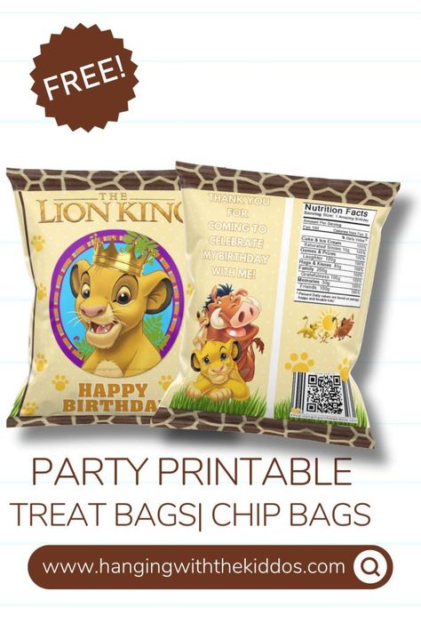 Free Lion King Chip Bag Template How To Make Chips, Dinner Party Favors, Free Thanksgiving Printables, Game Prizes, Custom Party Favors, Free Thanksgiving, Happy Party, Custom Favor, Thanksgiving Printables