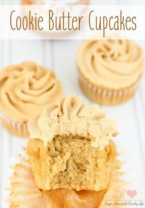 Biscoff Cupcakes Recipe, Bakery Breakfast Ideas, Fun Cupcake Flavors, Gourmet Cupcakes Flavors, Yummy Cupcake Recipes, Fall Cupcake Recipes, Cookie Butter Cupcakes, Cookie Butter Frosting, Butter Frosting Recipe