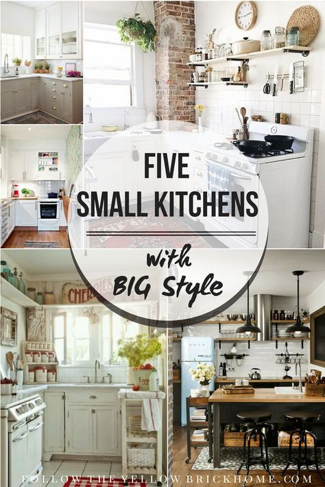 Follow The Yellow Brick Home - Five Small Kitchens With Big Style. Maximize Space In A Small Kitchen Small City Kitchen Ideas, Small Kitchen With Lots Of Windows, Efficient Small Kitchen Design, Maximize A Small Kitchen, Small House Interior Design Boho, Small Kitchen Ideas Layout 8x8 Square, Apartment Size Kitchens, Small Charming Kitchen, Small Home Big Style