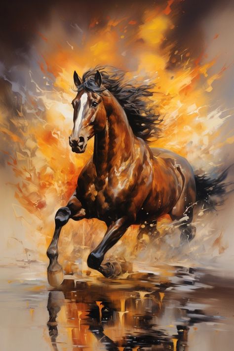 Colorful Horse Art, Colorful Horse Painting, حصان عربي, Wohne Im Tiny House, Horse Canvas Painting, Diamond Canvas, Horse Oil Painting, Gold Art Painting, Diamond Art Kits