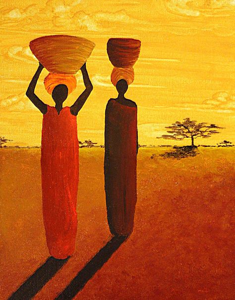 . African Women Painting, African Women Art, African Paintings, Afrique Art, Afrikaanse Kunst, African Art Paintings, Afrocentric Art, Africa Art, Afro Art