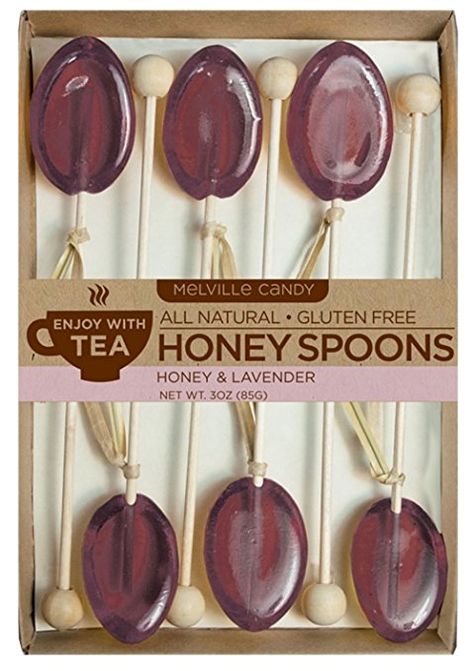 Honey Candy, Honey Spoons, Honey Packaging, Honey Shop, Spoon Gifts, Lavender Honey, Candy Companies, Tea Spoons, Honey Tea