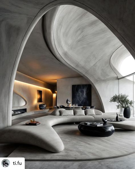 Architecture Futuristic, Aesthetic Architecture, Designer House, Architecture Modern, Parametric Architecture, Living Room Decor Inspiration, Futuristic Furniture, House Construction Plan, Minimalist Architecture