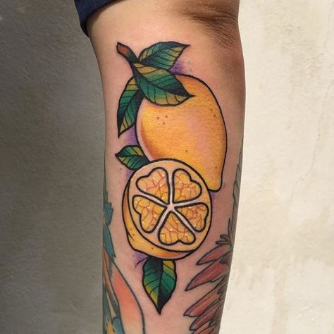 Lovely lemons 🍋thanks Becca!! Awesome to meet you 💛 day 1 @jaynedoetattoo (bit swollen & wrappy) Tattoo With Deep Meaning, Lemon Tattoo, Neon Tattoo, Fruit Tattoo, Celestial Tattoo, Lady Bug Tattoo, Food Tattoos, Insect Tattoo, Zest For Life