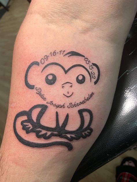 Monkey Tattoo Ideas, Monkey Tattoo, Monkey Tattoos, Cartoon Character Tattoos, Memorial Tattoo, Tattoo Ideas For Women, Cartoon Tattoos, Name Tattoos, Ink Art