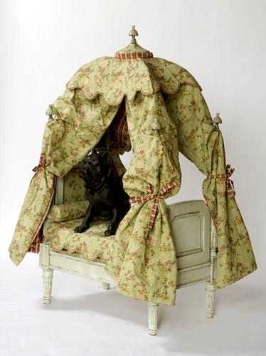 Medieval Cat, Doggie Beds, Fancy Bed, French Queen, French Cat, Wee Folk, Country Style Decor, Wood Carver, Cat Beds