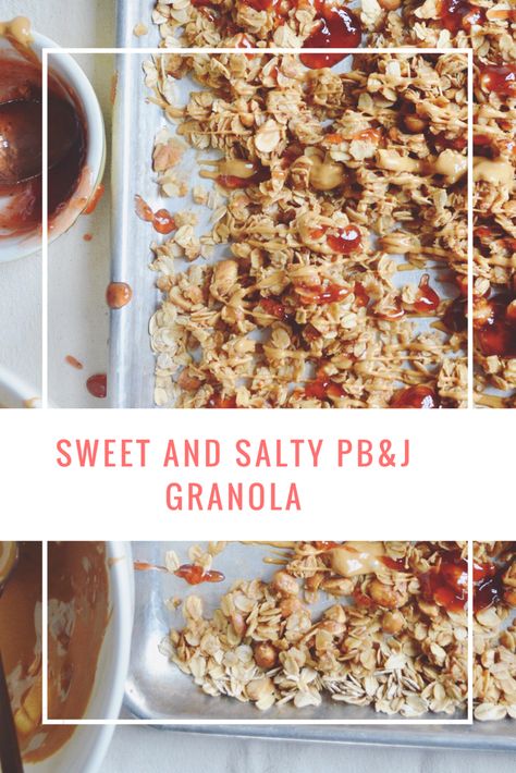 Peanut butter and jelly GRANOLA. Peanut Butter Jelly Granola, Granola Recipe, Peanut Butter And Jelly, Peanut Butter Jelly, My Recipes, Granola Recipes, Registered Dietitian, Don't Leave, Food Processor