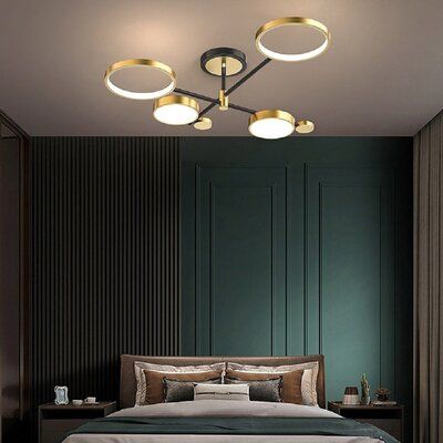 Mid Century Modern Ceiling Light, Modern Ceiling Light Fixtures, Gold Ceiling Light, Casa Clean, Black Ceiling Lighting, Fitted Bedrooms, Gold Ceiling, Semi Flush Lighting, Black Ceiling