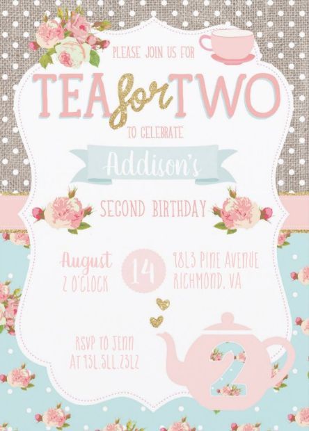 Tea For Two Birthday Invitations, Tea For Two Birthday Party Invitations, Tea For Two Invitation, Tea Party For 2nd Birthday, 2nd Birthday Tea Party For Girl, Tea Party Second Birthday, Tea Party For Two 2nd Birthday, Barbie Tea Party Birthday, Two For Tea Party 2nd Birthday