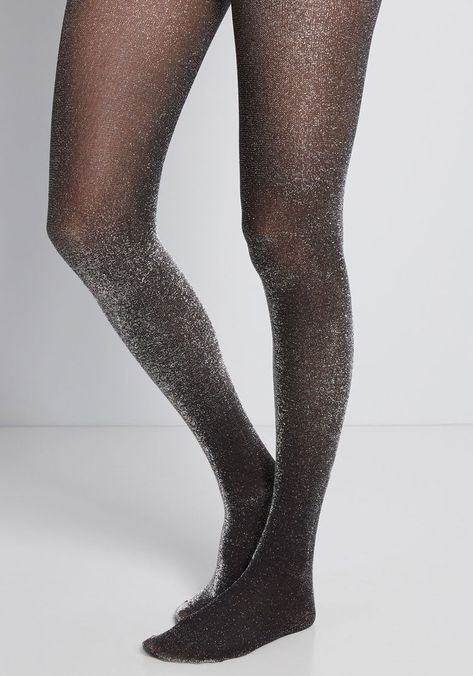 Sparkly Tights Outfit, Sparkly Tights, Glitter Tights, Sheer Black Tights, Glitter Fashion, Fall Fashion Trends Women, Silk Stockings, Glitter Heels, Stocking Tights