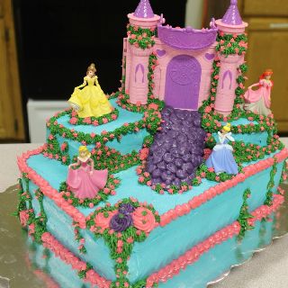 Princess cake Disney Princess Birthday Cake One Tier, Disney Princess Theme Birthday Party, One Layer Princess Cake, Disney Princess Cake Rectangle, Pink Purple Princess Cake, Castel Cake Birthday Princess Castle, Disney Princess Theme, 1 Year Birthday, Princess Theme Birthday