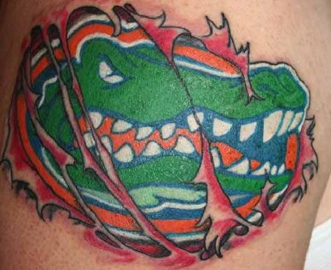 Awesome Florida Gator Tattoo Ideas, Florida Gators Tattoo, Florida Gator Tattoo, Laws Tattoo, Gator Tattoo, Florida Tattoo, Uf Gator, Alligator Tattoo, Crocodile Tattoo