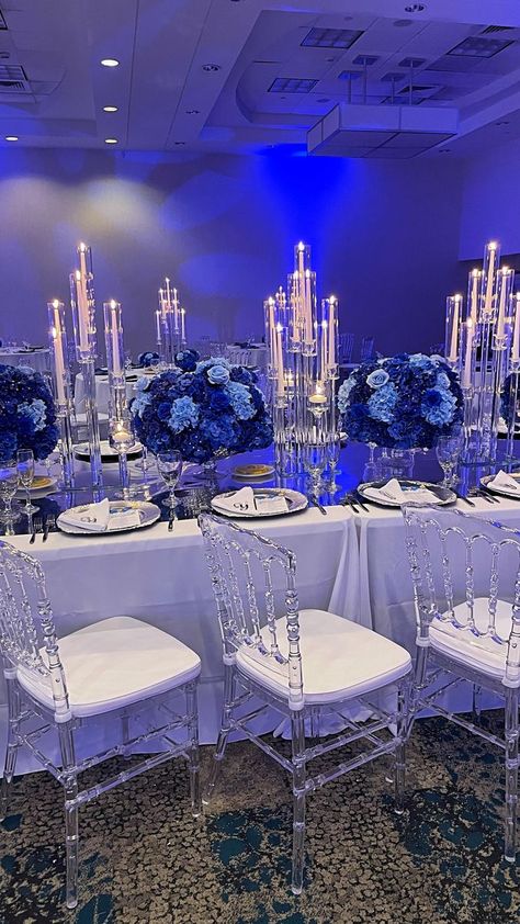 So ChiC Event Design on Reels | Savannah Cristina · Prototype Blue Quinceanera Table Decorations, Royal Blue Quince Table Decor, Shades Of Blue Party Decorations, 50 Shades Of Blue Birthday Party, Royal Blue Quinceanera Theme, Blue Quinceanera Theme, Quinceanera Venue, 40th Party Ideas, Royal Blue Quince