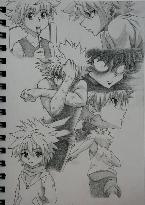 Hunter X Hunter Drawing, Killua Drawing, Killua Zoldyck, Hunter Anime, Arte Sketchbook, Anime Canvas, Anime Drawings Tutorials, Anime Character Drawing, Book Art Drawings