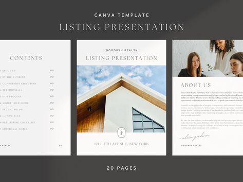 This beautiful, minimalist listing/pre-listing presentation template for realtors will help you quickly put together a presentation for a potential real estate client. This is an instant downloadable Canva template for modern real estate agents that want to stand out in their market. YOU WILL RECEIVE: * REAL ESTATE LISTING PRESENTATION * 20 PAGE CANVA TEMPLATE * US & A4 SIZE * FULLY EDITABLE * PRE-WRITTEN TEXT * PRINT OR DIGITAL THESE TEMPLATES ARE: * Easy to use * Mac & PC Compatible * 100% Customizable: all text, fonts, colors, add/delete/rename/move sections * Yours to use forever! CANVA -- HOW IT WORKS: 1. PURCHASE the listing on Etsy. 2. DOWNLOAD the Canva.zip file and open the PDF to find a link to your template. 3. CREATE a free Canva account at www.canva.com! (This is very fast and Real Estate Listing Presentation, Listing Presentation Real Estate, Modern Real Estate, Listing Presentation, Mac Pc, Text Print, Real Estate Listing, Text Fonts, Real Estate Agents