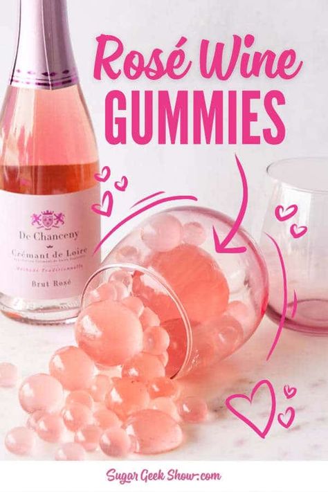 Rosé All Day, Drunken Gummies, Wine Gummies, Gummy Recipe, Homemade Gummies, Sugar Geek, Wedding Strawberries, Making Sweets, Gummies Recipe