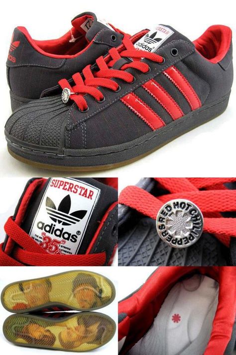 Adidas Superstars, Dr Shoes, Funky Shoes, Hype Shoes, Red Hot Chili Peppers, Shoe Inspo, New Rock, Chili Peppers, Hot Chili