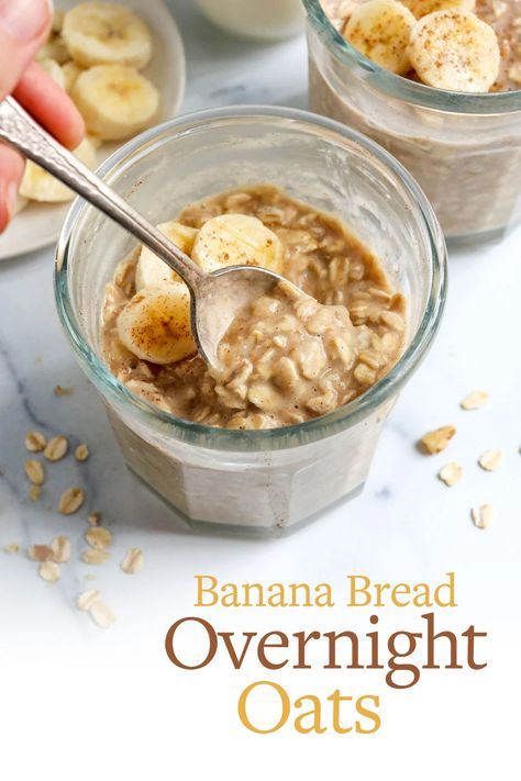 Banana Oatmeal Overnight Oats, Overnight Oats Thm, Overnight Oats Non Dairy Recipe, Bright Line Eating Overnight Oats, Overnight Oats With Banana Healthy, Pb2 Overnight Oats Healthy, Banana Overnight Oats With Yogurt, Banana Oats Recipes, Overnight Banana Oats