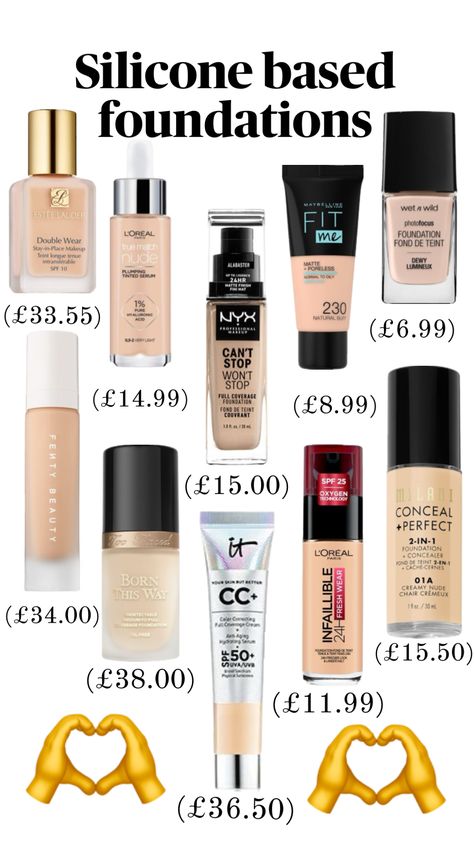 Silicone based foundation #silicone #foundation #makeup Silicone Based Foundation, Makeup Shopping List, Milani Conceal And Perfect, Learn Makeup, Silicone Makeup, Nyx Makeup, Foundation Makeup, Body Makeup, Drugstore Makeup