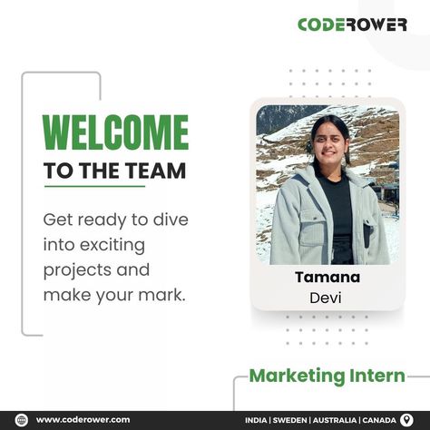 🎉 We're thrilled to welcome talented new team member to our #coderower family!🚀 Make your Mark 'Tammana Devi' Join us in celebrating our growing team and the bright future ahead! . . #CR #newbeginnings #growingtogether #marketing #team #trainee #technology #newhiring #growing Welcome To The Team, Team Member, Bright Future, Make Your Mark, The Team, New Beginnings, Join Us, Make Your, Technology