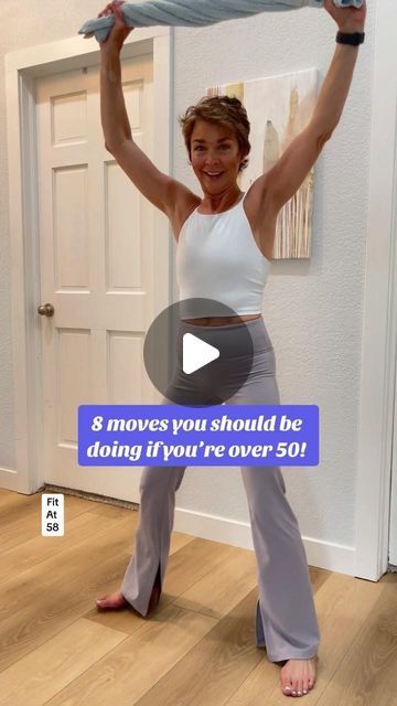 Suzi J on Instagram: "8 moves you should be doing if you’re over 50! So that makes it a full body workout! And to add a little extra spice to it we will use a towel for resistance! Make sure to hold the towel taut! Try doing 10 reps 3 X’s! Have fun with it! For more workouts like this or a personalized workout check out my website BeFitSuzi.com! #workout #fullbodyworkout #fyp #instagood #instagram #excercise #fitover50 #fitness" 1 Exercise For Full Body Workout, One Move Full Body Exercise, One Move Full Body Workout, Everyday Workouts, Standing Exercises, Over 50 Fitness, Toning Exercises, Mommy Tummy, Dumbell Workout