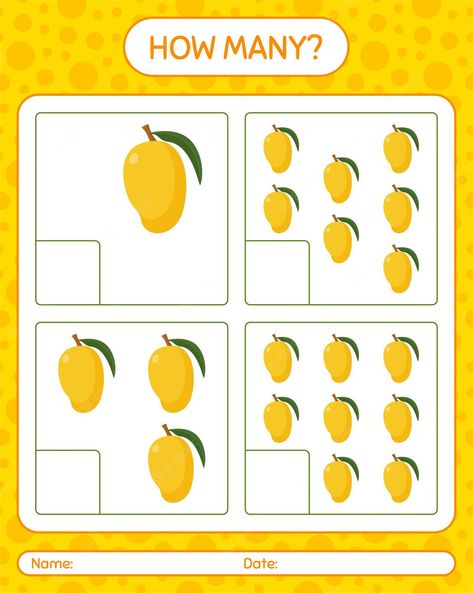 Premium Vector | How many counting game with mango worksheet for preschool kids Mango Craft, Worksheet For Preschool, Activity Sheets For Kids, Counting Games, Marketing Photos, Diy Crafts Paper Flowers, Sports Photos, Activity Sheets, Preschool Kids