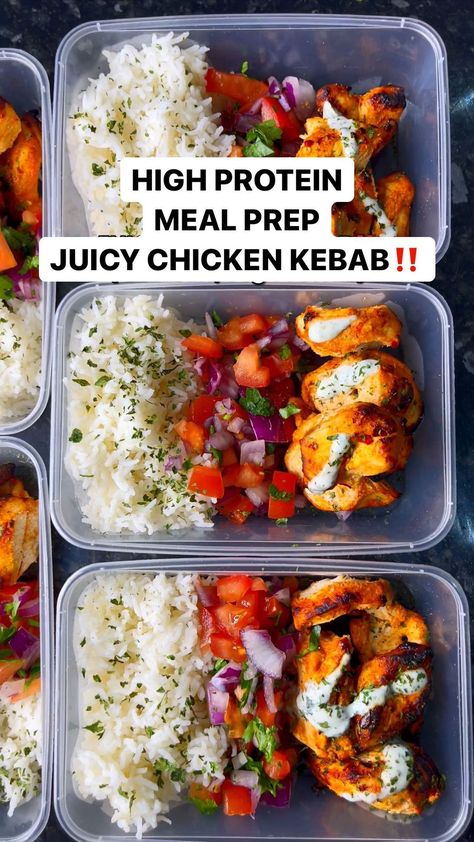 Protein Meal Prep Chicken, Gain Meals, Meal Prep Chicken, Protein Meal Prep, Lunch Meals, Chicken Kebab, High Protein Meal, Lunch Prep, Prep Meals