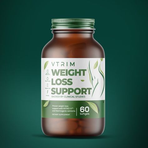 Designs | Label Design for our proven Weight Loss Supplement | Product label contest Diet Medicine, Supplement Label Design, Shilajit Resin, Vegan Supplements, Clean Label, Photography Illustration, Bottle Packaging, Amazon Products, Kombucha