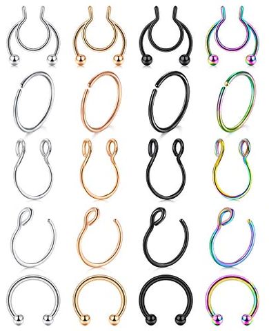 These fake nose rings and faux septum rings for women men are simple and elegant for daily jewelry. Easy to open and close [Multiple Using] Surgical steel faux nose ring can be used as earring hoops, nose rings, lip piercing, tragus piercing, helix piercing, cartilage earrings, septum rings, etc. Septum Piercing Rings, Faux Septum Ring, Piercing Clip, Faux Nose Ring, Septum Piercing Jewelry, Faux Septum, Nose Ring Hoop, Nose Piercing Hoop, Septum Nose Rings