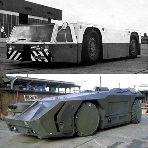 Did you know that the Armored Personnel Carrier (APC) from James Cameron's ALIENS (1986) was built over an actual vehicle, the air towing tractor Hunslet ATT77? Wojskowy Humor, Aliens Colonial Marines, Aliens 1986, Jimny Suzuki, Armored Car, Armored Vehicle, Armoured Personnel Carrier, Aliens Movie, Sci Fi Models