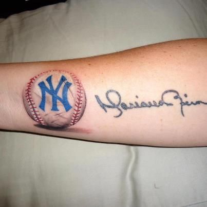 Yankee for life Ny Yankees Tattoo Ideas, New York Yankee Tattoos, Dodger Tattoo Ideas, New York Yankees Tattoo Ideas, Yankees Tattoo Ideas, New York Yankees Tattoo, Yankees Tattoo, Andrew Tattoo, Softball Tattoos