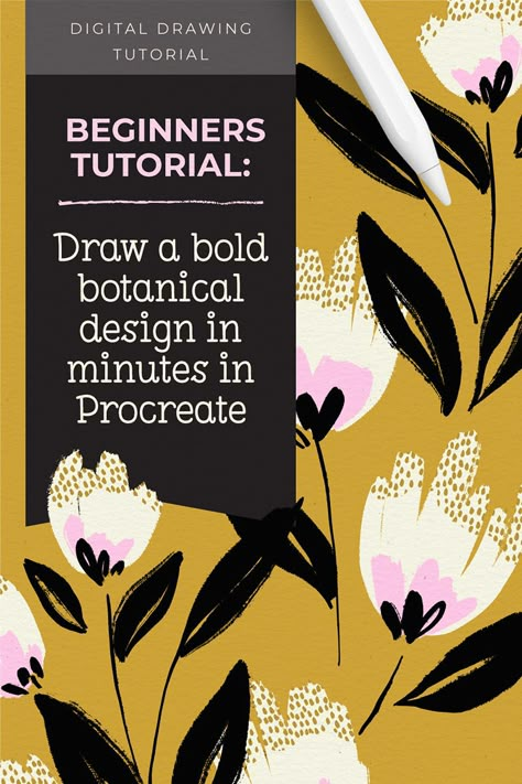 Procreate for beginners: how to draw a bold botanical bouquet - Lisa Glanz Botanical Illustration Procreate, Procreate How To Draw, Learn To Draw Procreate, Things To Make On Procreate, How To Use Procreate For Beginners, Procreate Beginner Tutorials, Drawing Ideas Beginner, Procreate Drawing Ideas Beginner, Procreate Beginners