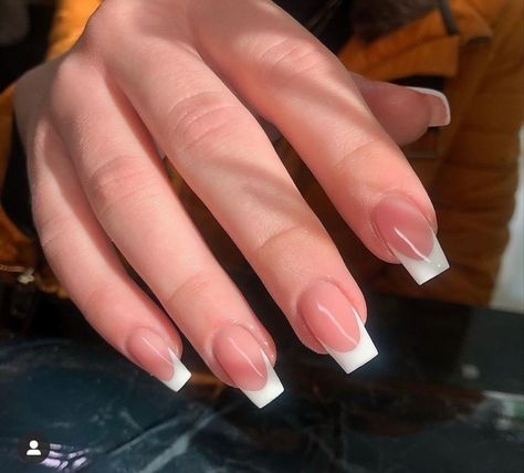 White Tip Acrylic Nails, Simple Gel Nails, French Tip Acrylic Nails, Simple Acrylic Nails, French Acrylic Nails, Classy Acrylic Nails, Tip Nails, Acrylic Nails Coffin Short, Short Acrylic Nails Designs